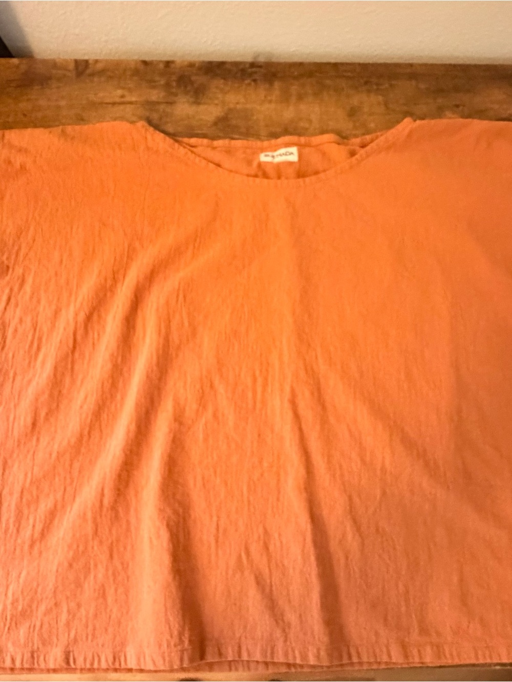 100% Linen handmade Crewneck Shirt - Orange